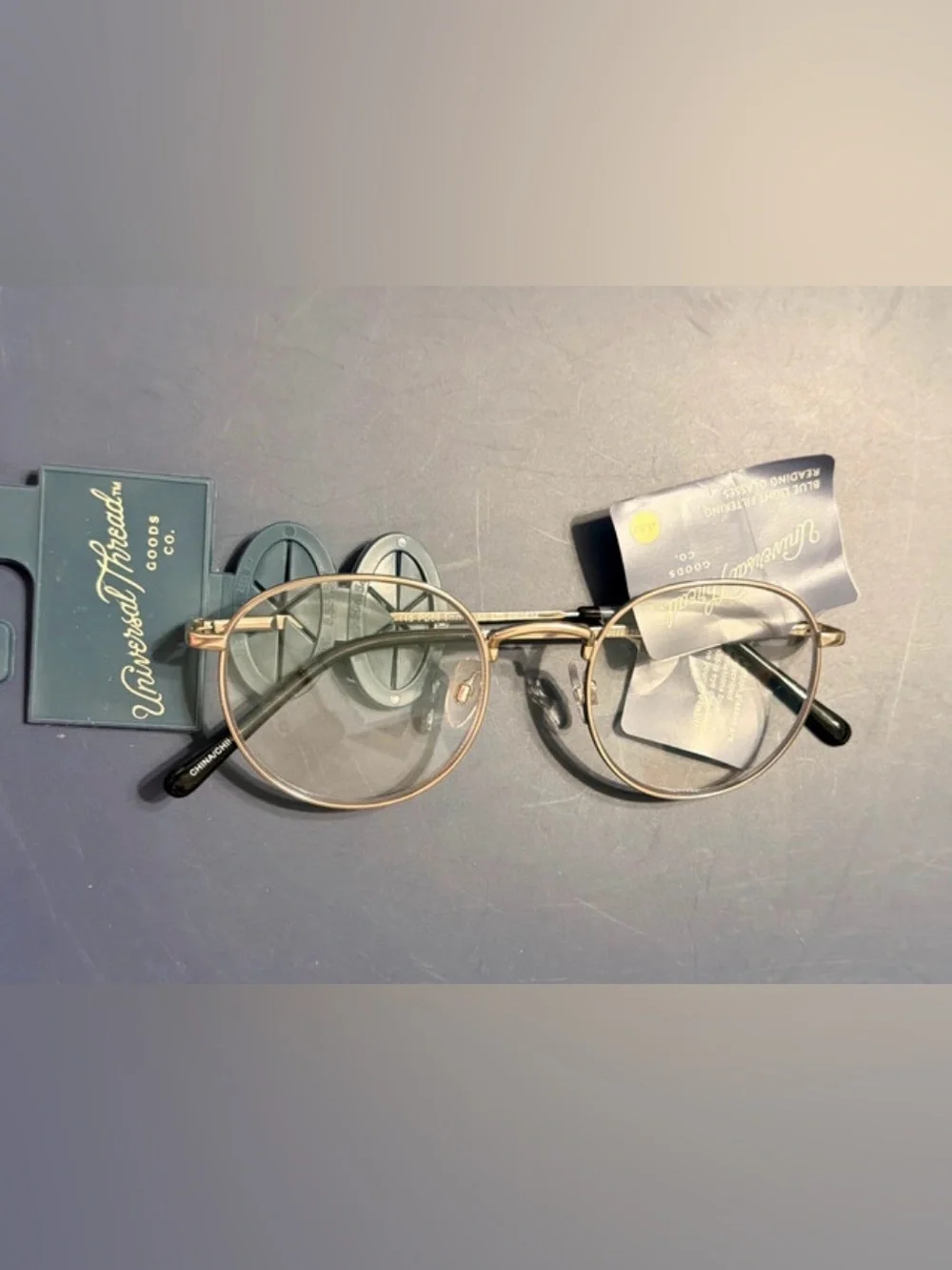 Universal Thread Round Metal Blue Light Reading Glasses +2.00 NWT